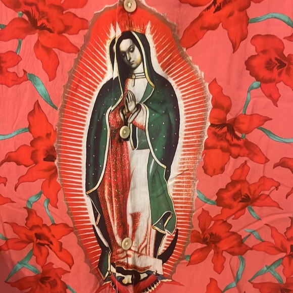 All Saint’s Relaxed Camp Shirt Virgen de Guadalupe Rare Print Large - Picture 5 of 5
